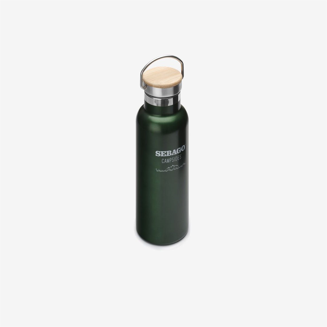 Green Unisex Insulated Travel Bottle with Bamboo Lid 01
