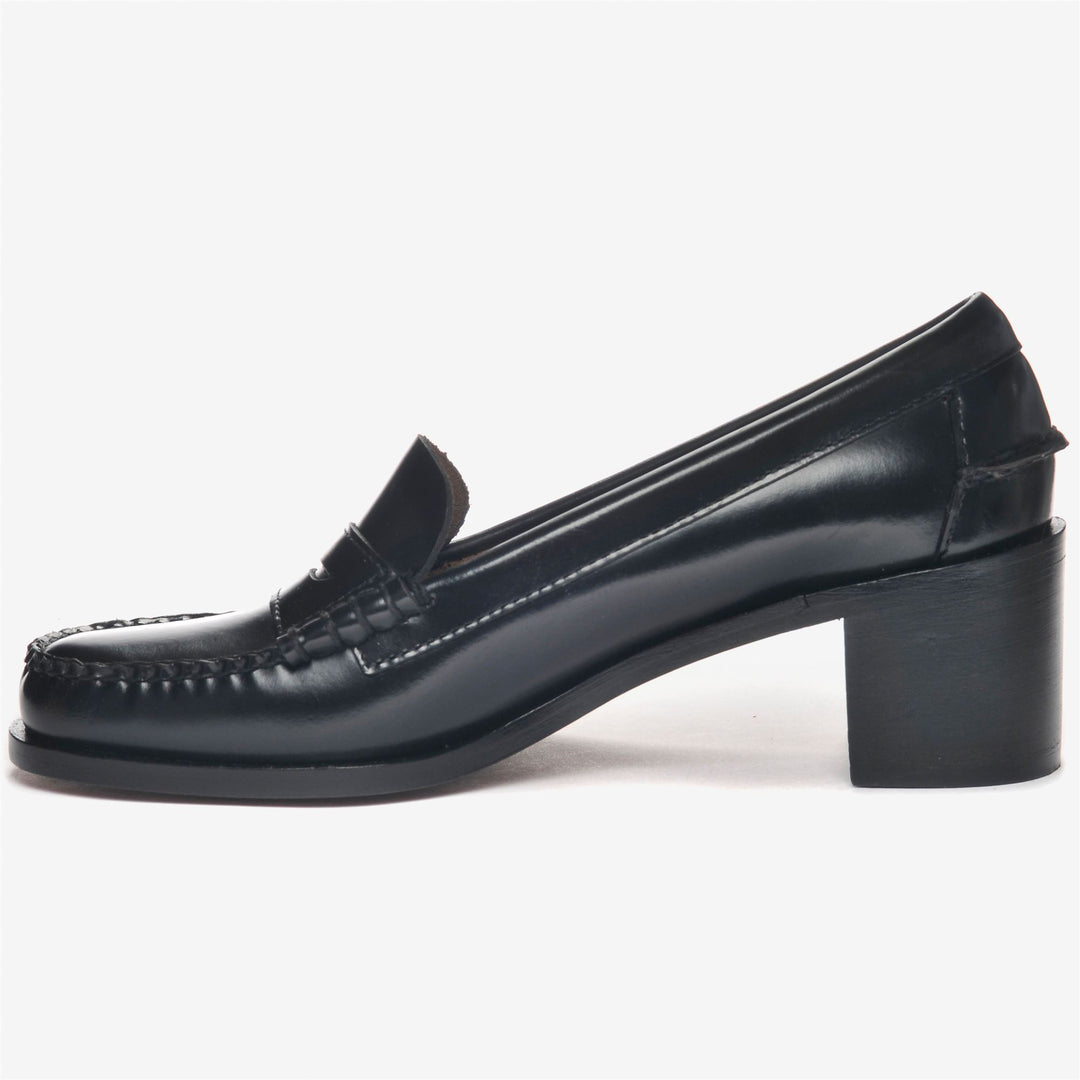 Mocassins d'affaires noirs pour femmes avec tige et semelle en cuir main