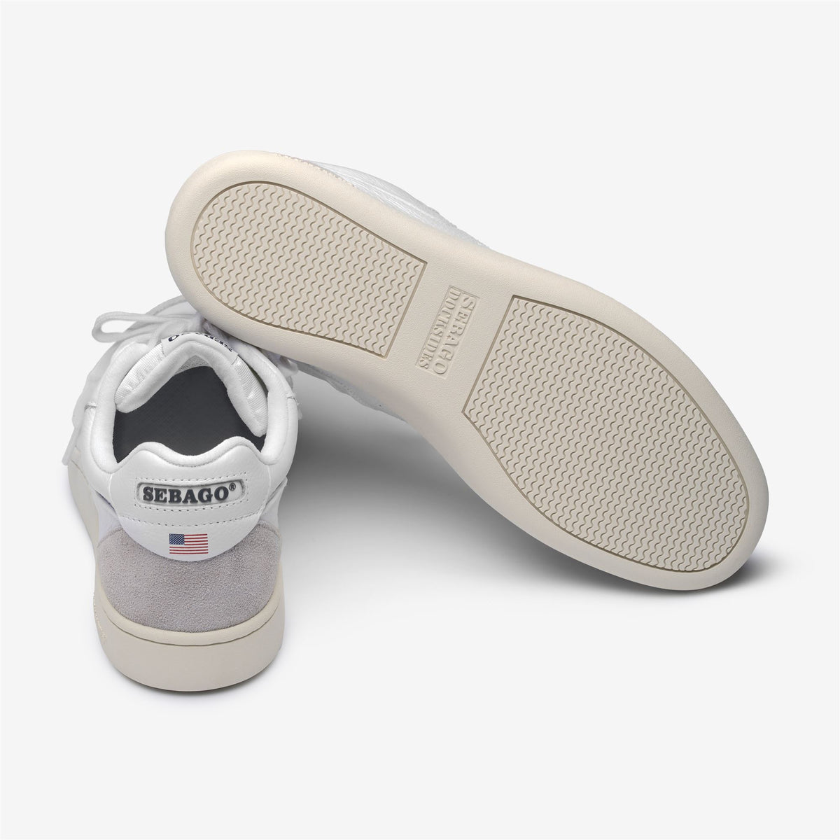 Weißer Unisex-Low-Top-Sneaker aus Leder und Wildleder