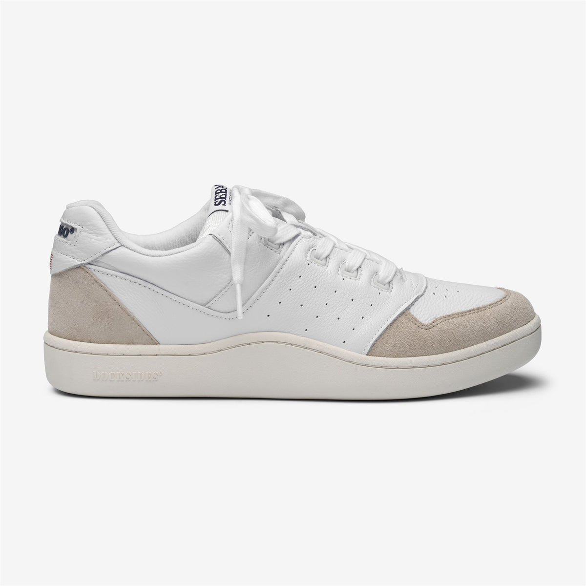 Weißer Unisex-Sneaker aus Leder und Wildleder