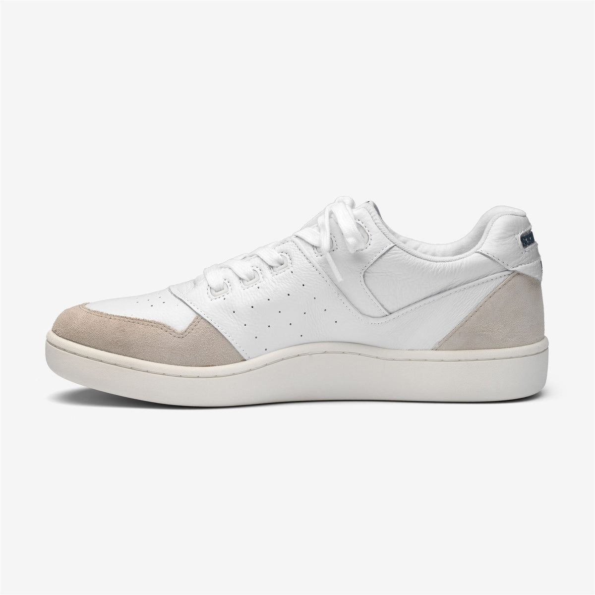 Weißer Unisex-Sneaker aus Leder und Wildleder