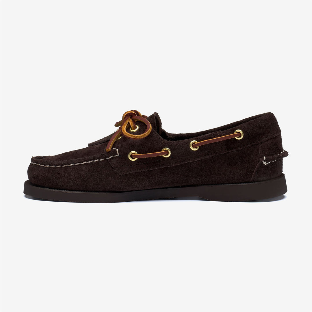 Mocassins bateau en daim marron foncé pour femmes, idéaux pour la navigation de plaisance main