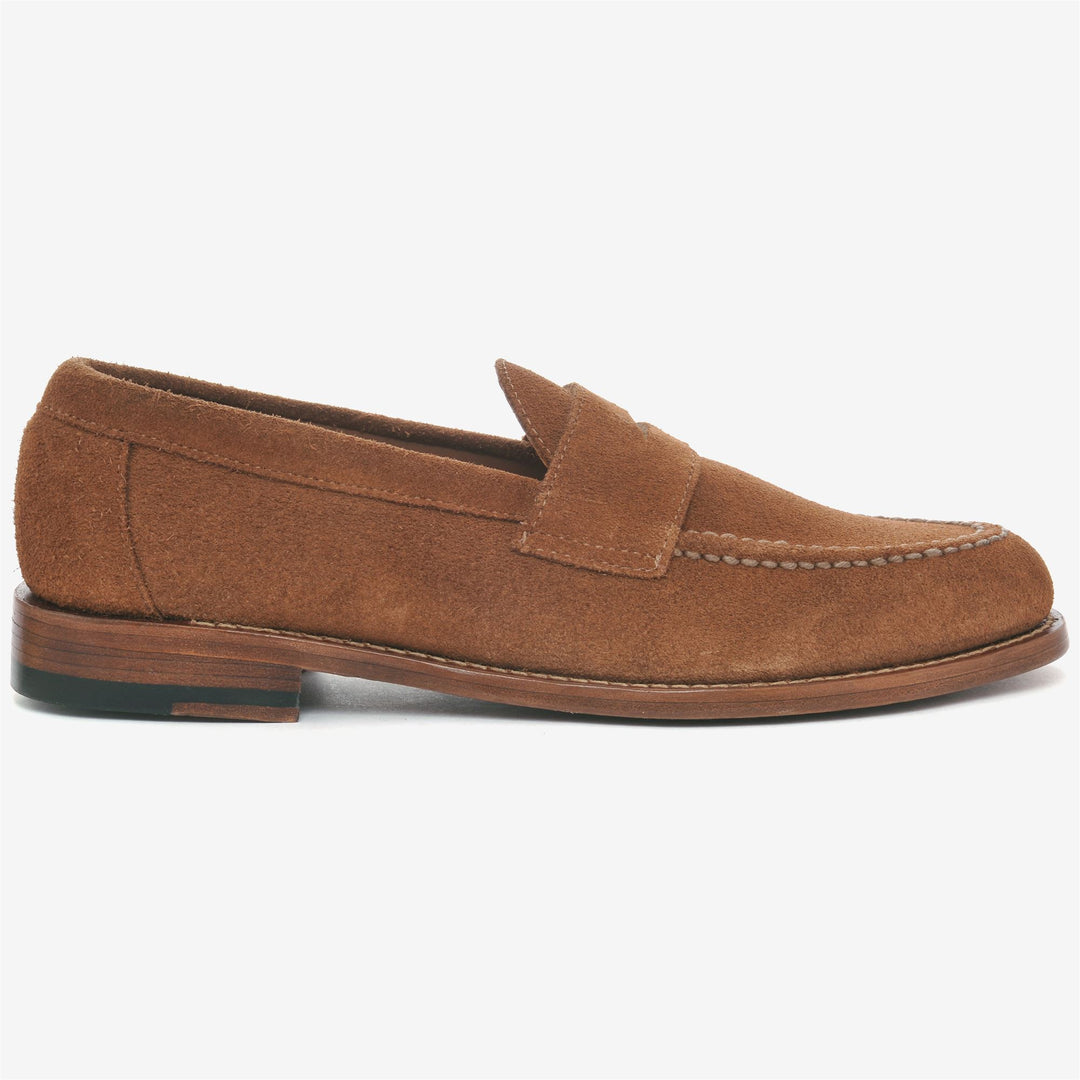 Mocasines de vestir para hombre, color marrón, con suela de cuero. 01