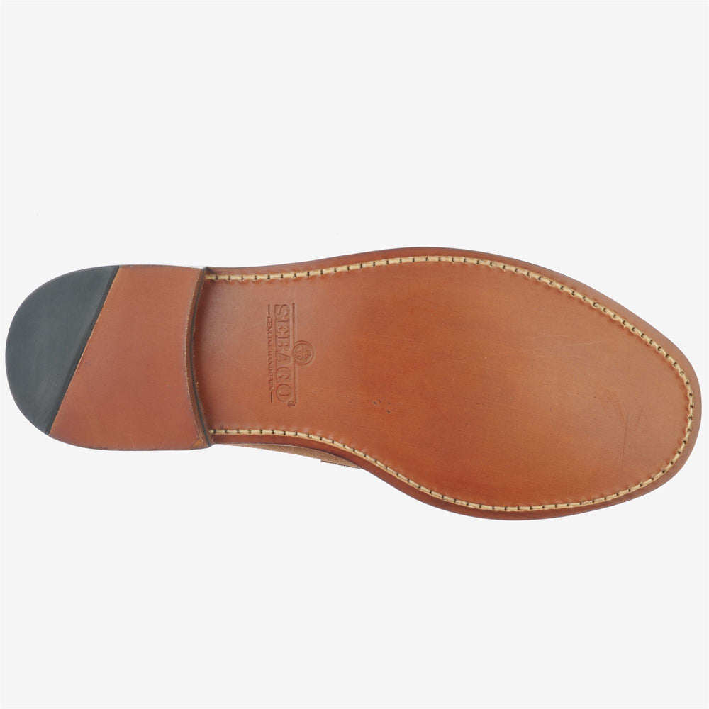 Mocasines de vestir para hombre, color marrón, con suela de cuero. 02