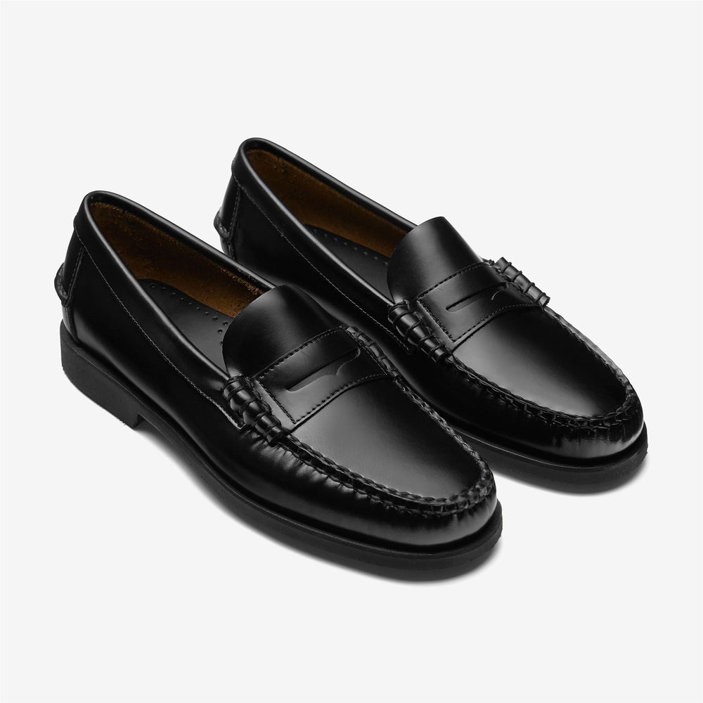 Mocassins classiques en cuir noir pour femmes avec semelle en caoutchouc 02