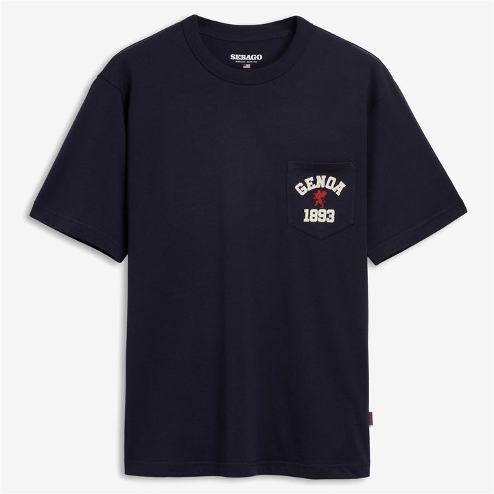 Camiseta unisex de algodón azul marino con bolsillo 1