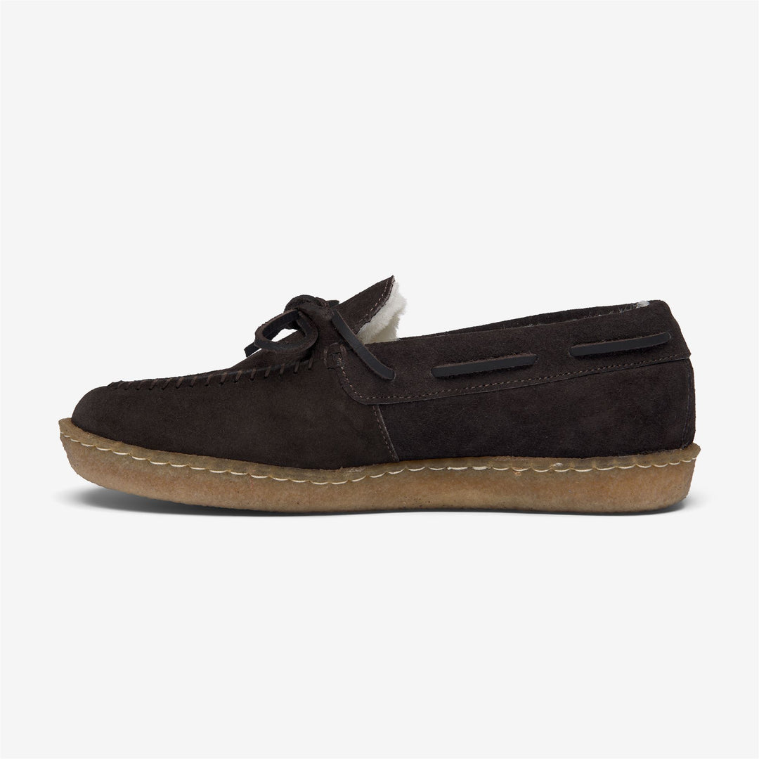Dark Brown Women's Suede Moccasin Docksides with Faux Fur Lining main