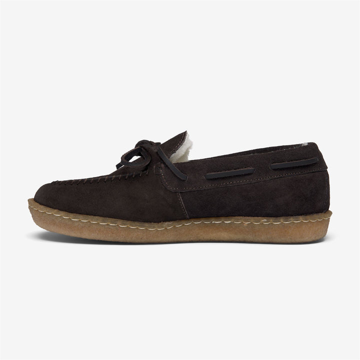 Dark Brown Women's Suede Moccasin Docksides with Faux Fur Lining 3