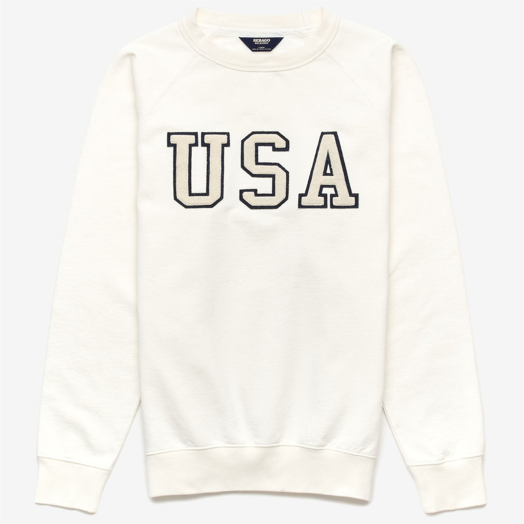 Natural White Unisex Yachting Fleece Jumper with Ribbed Cuffs 01
