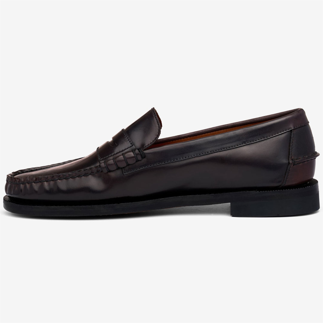 Mocasines de negocios negros para hombre en piel cordobesa con acabado concha main