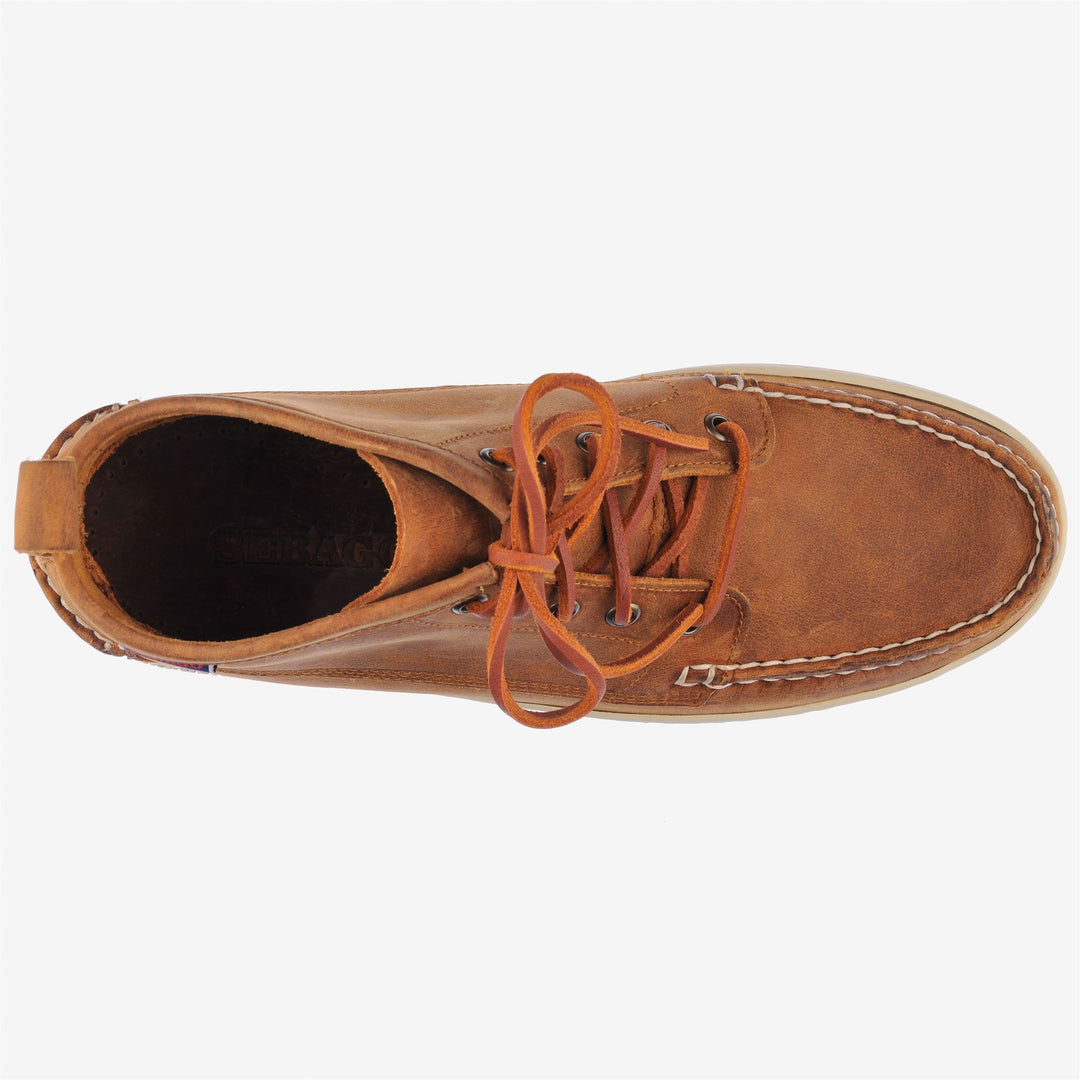 Tan orange Men's Mid Cut Leather Yachting Moccasins main