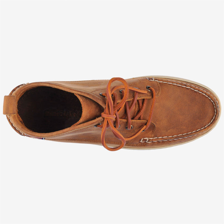 Tan orange Men's Mid Cut Leather Yachting Moccasins 4