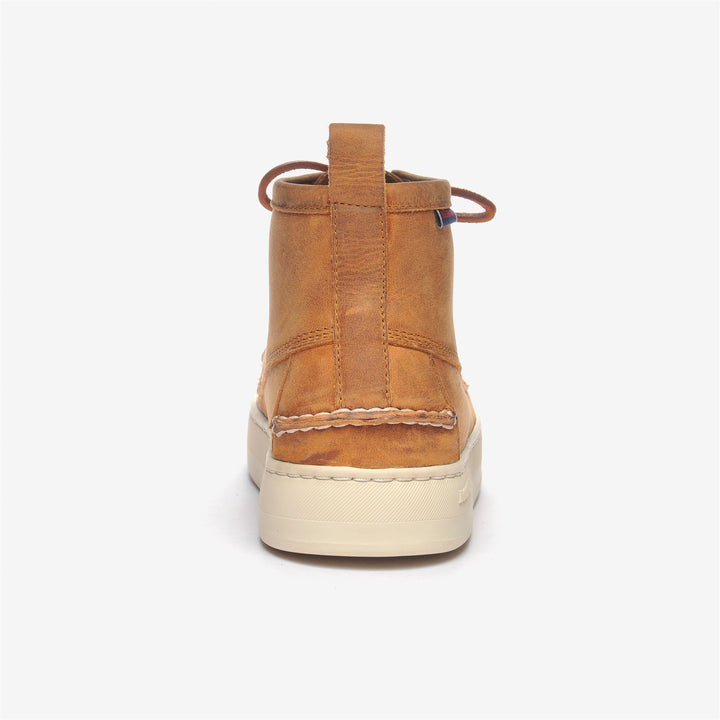 Tan orange Men's Mid Cut Leather Yachting Moccasins 5