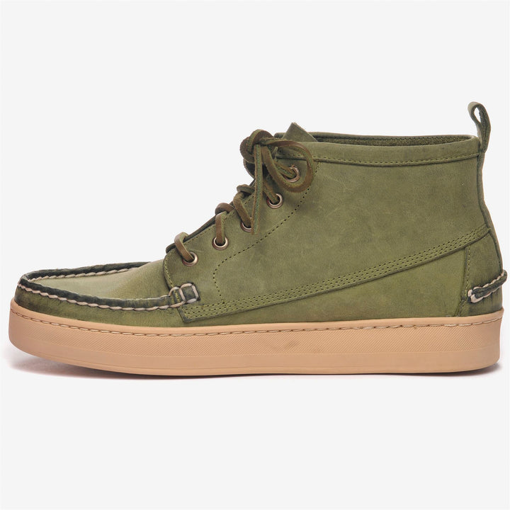 Mocassini da Yachting Uomo Verde Militare a Taglio Medio in Pelle 3