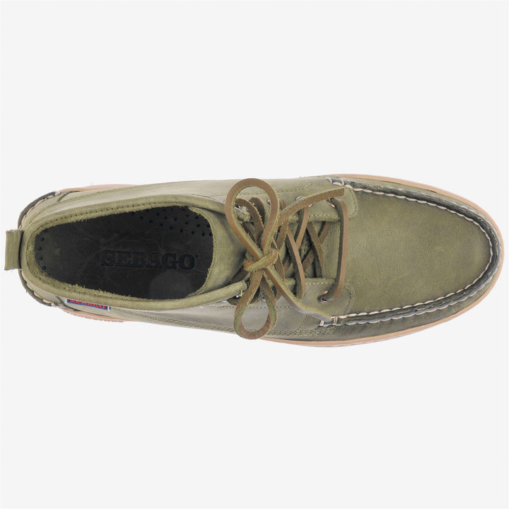 Mocassini da Yachting Uomo Verde Militare a Taglio Medio in Pelle 4
