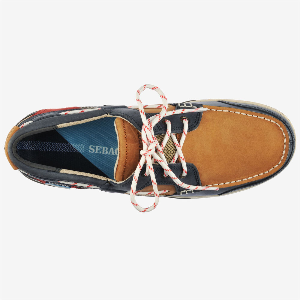 Marineblaue Segel-Mokassins für Herren mit niedrigem Schnitt und Obermaterial aus Leder 02