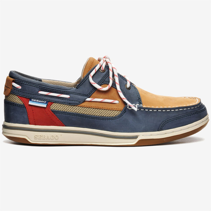 Marineblaue Segel-Mokassins für Herren mit niedrigem Schnitt und Obermaterial aus Leder 1