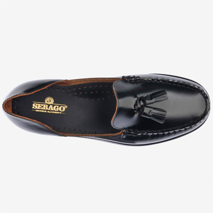 Schwarzer Damen-Slipper aus Leder mit Quasten 4