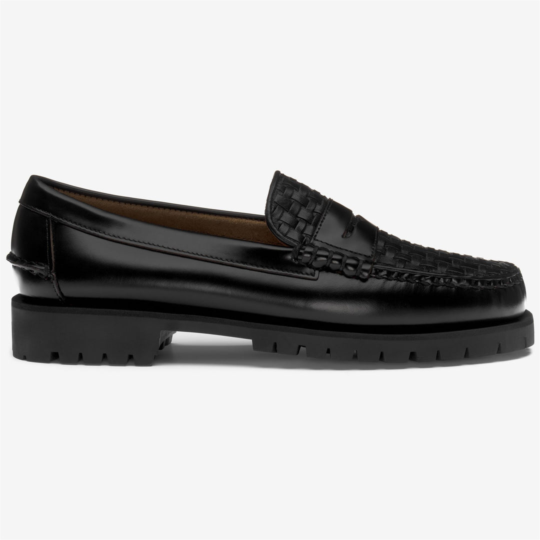 Black Men's Leather Moccasin Loafers with Weather Resistance 01