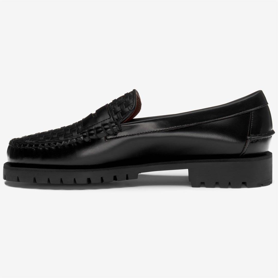 Black Men's Leather Moccasin Loafers with Weather Resistance main