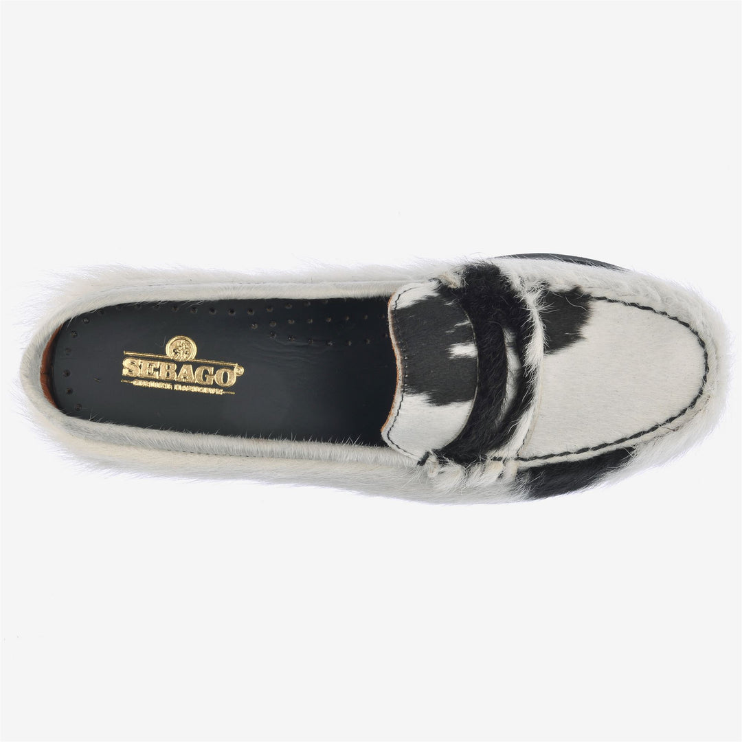 Brown White Women's Fashion Slip-On Moccasins with Cow-Print Leather main