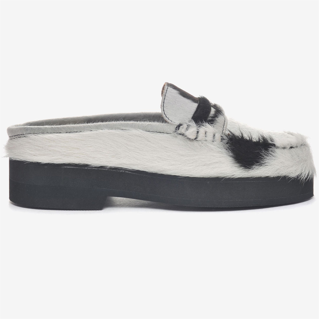 Mocassini Moda Donna Slip-On Marroni e Bianchi in Pelle a Macchie di Mucca 01