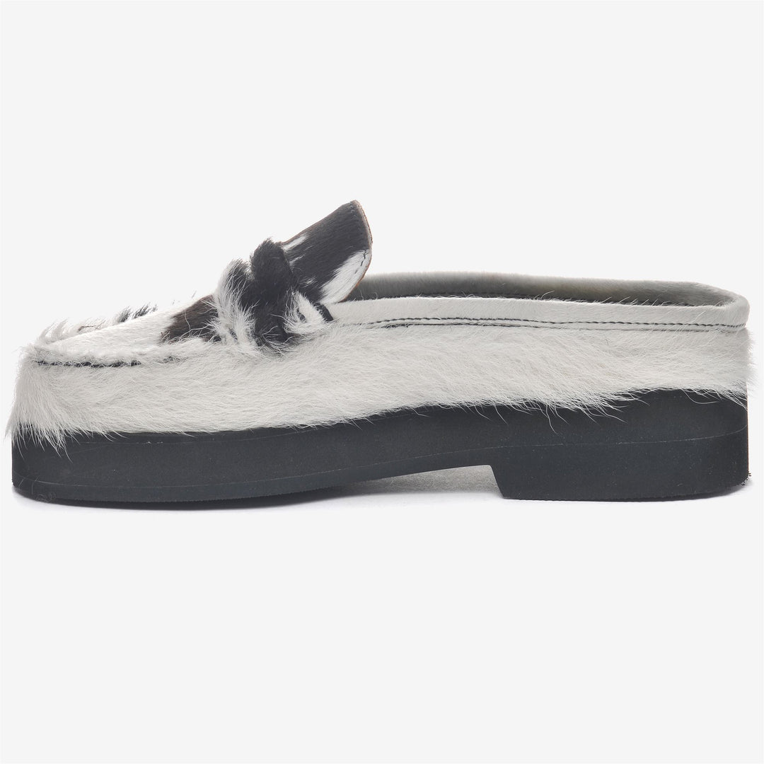 Mocassins tendance marron et blanc pour femmes, en cuir imprimé vache main