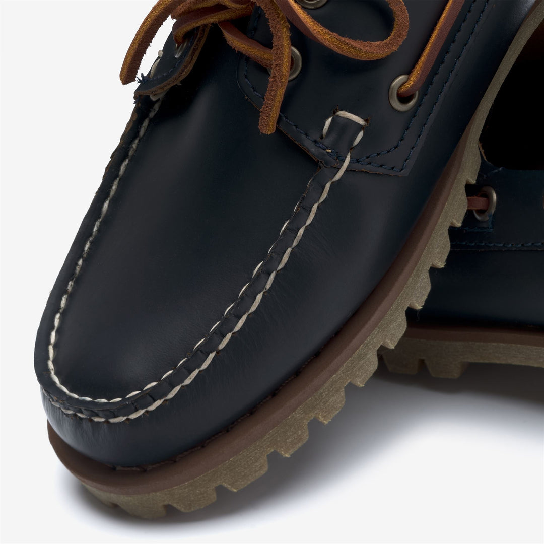 Navy Blue Women's Low Cut Leather Moccasins for Leisure main