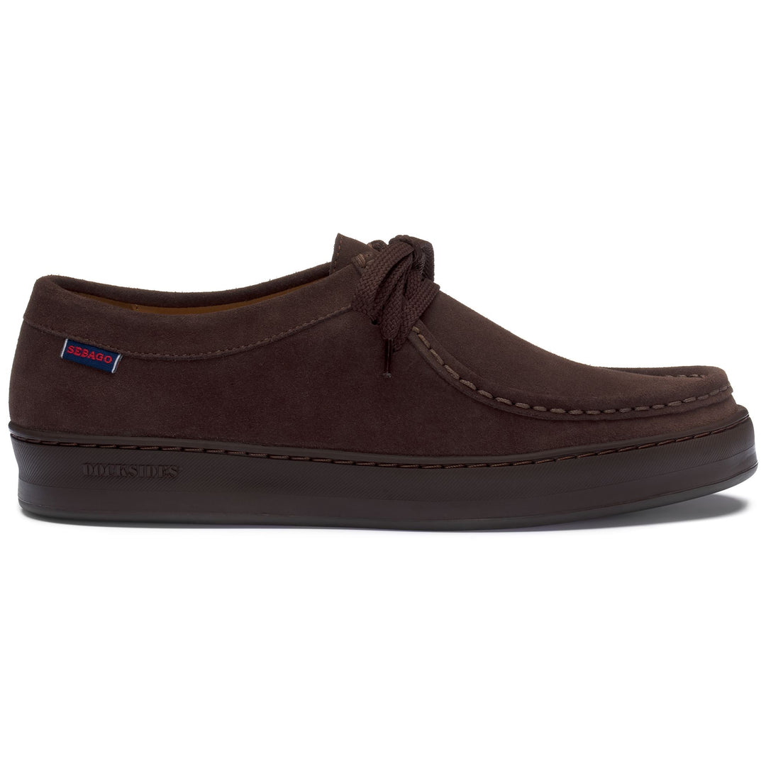 Dark brown Men's Suede Lace-Up Moccasins with Rubber Sole 01