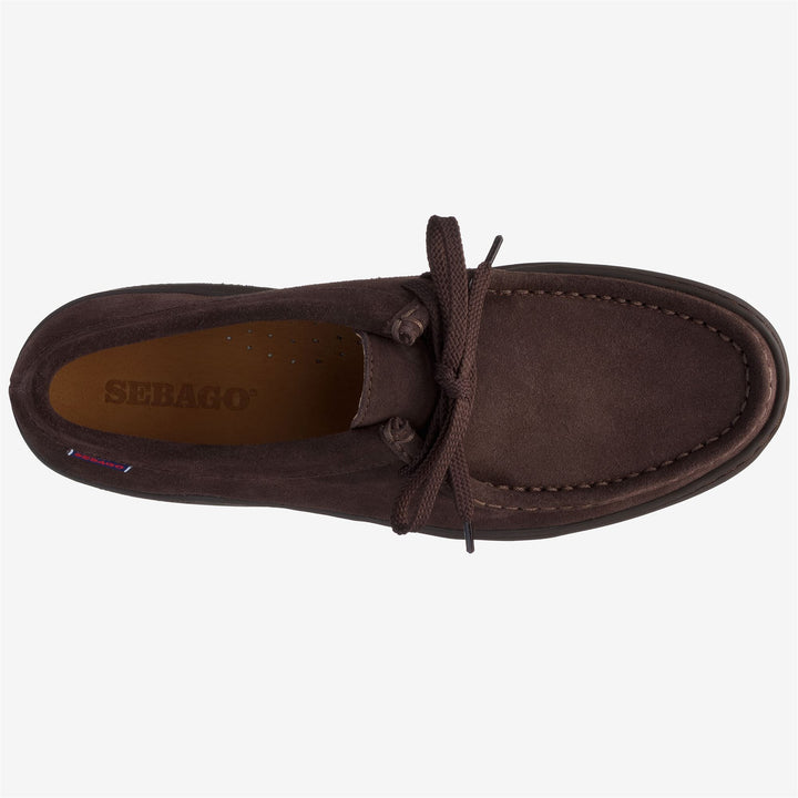 Dark brown Men's Suede Lace-Up Moccasins with Rubber Sole 4