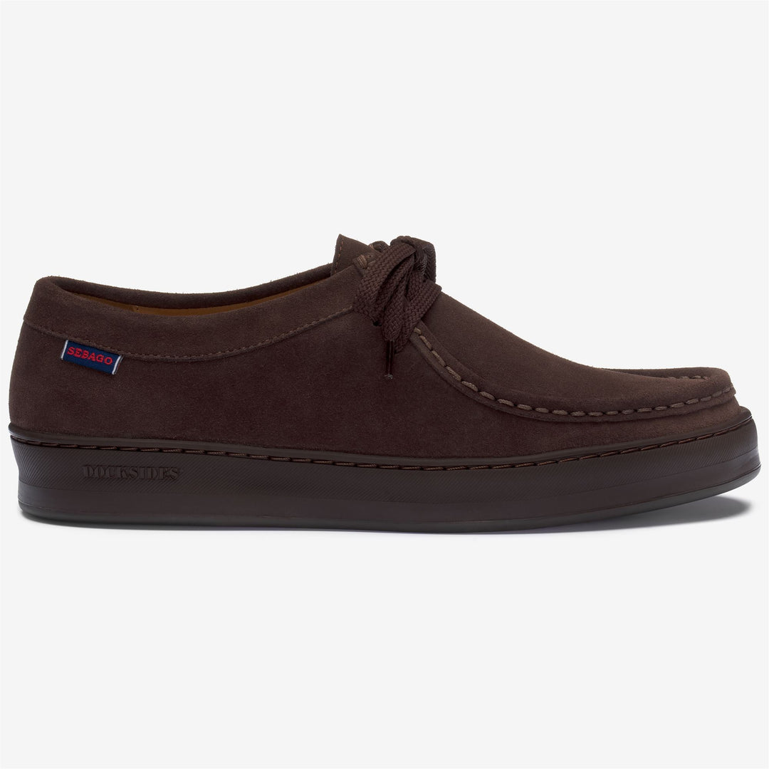 Dark brown Men's Suede Lace-Up Moccasins with Rubber Sole 01