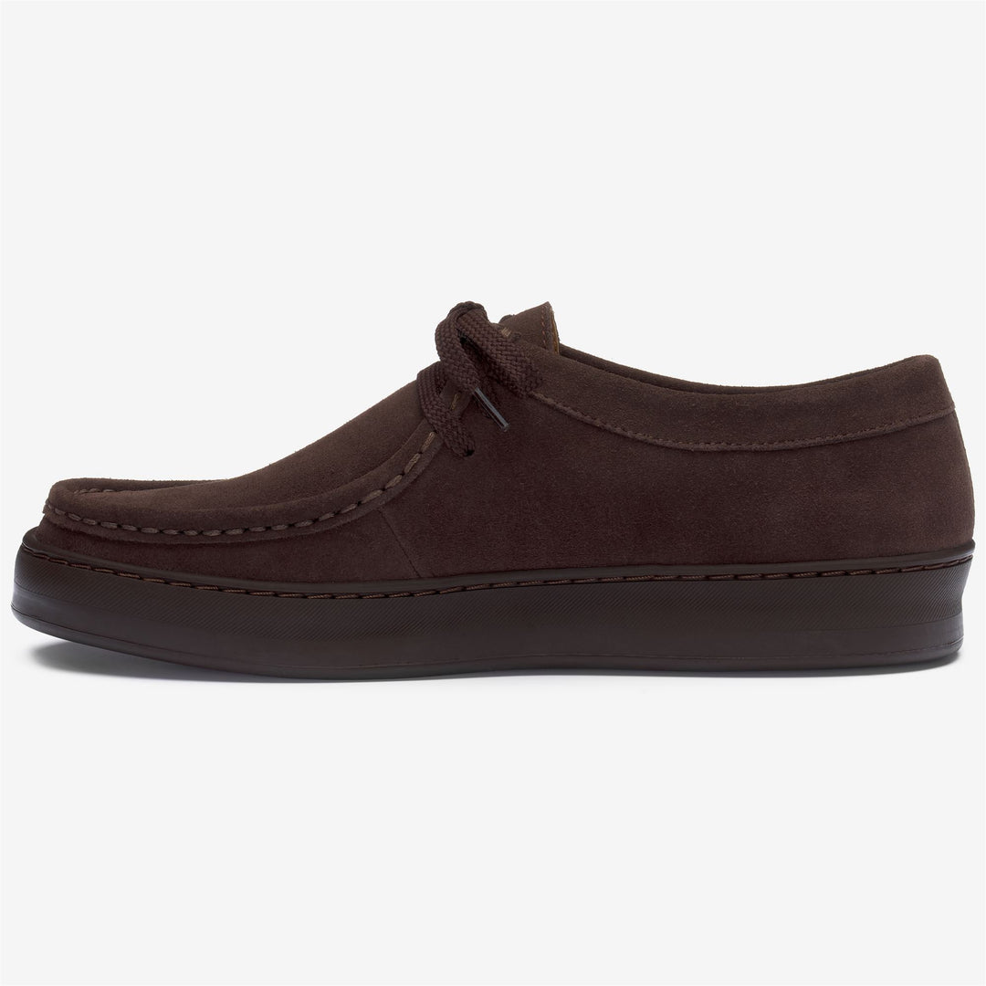 Dark brown Men's Suede Lace-Up Moccasins with Rubber Sole main
