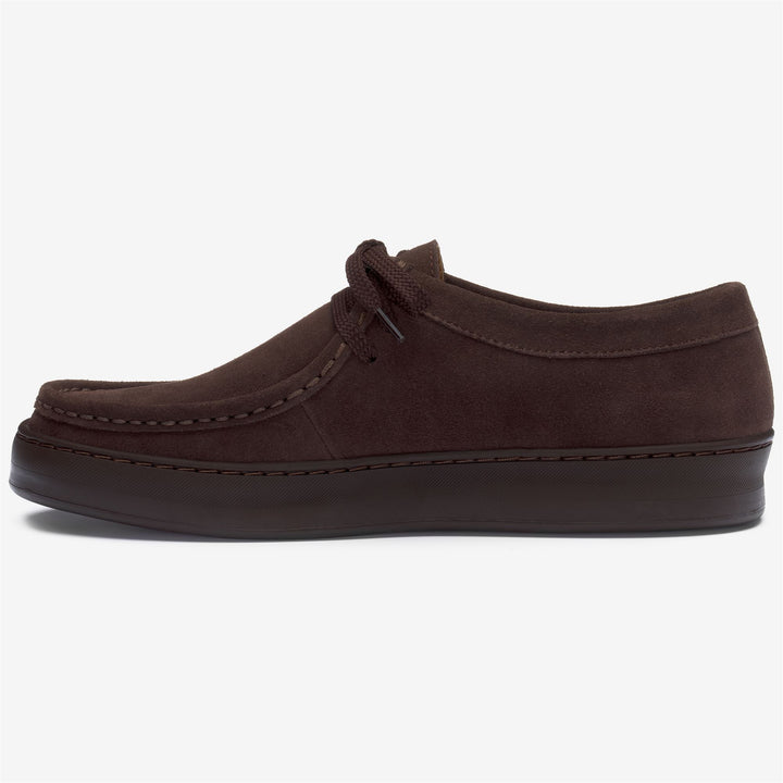 Dark brown Men's Suede Lace-Up Moccasins with Rubber Sole 3