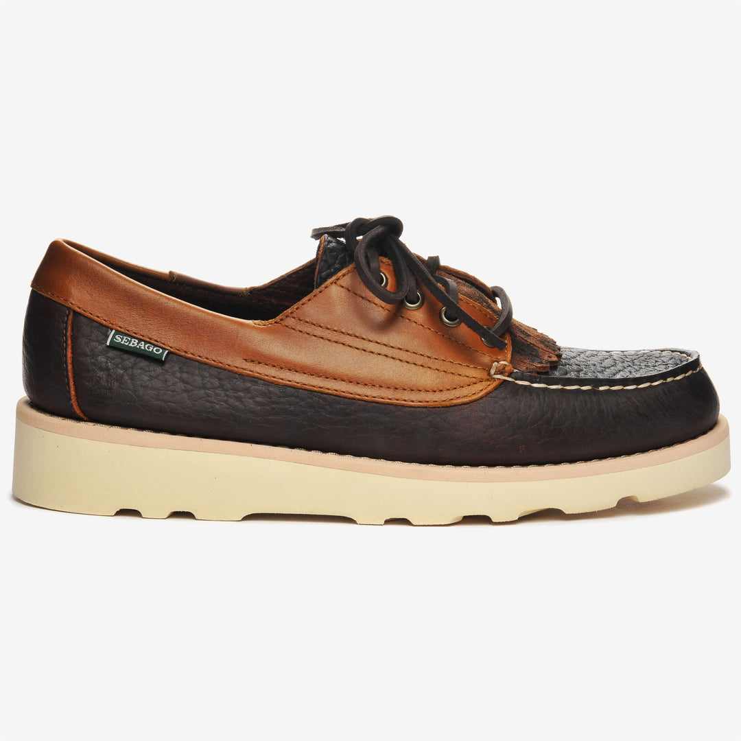 Brown Men's Leather Low Cut Moccasins with Removable Fringe 01