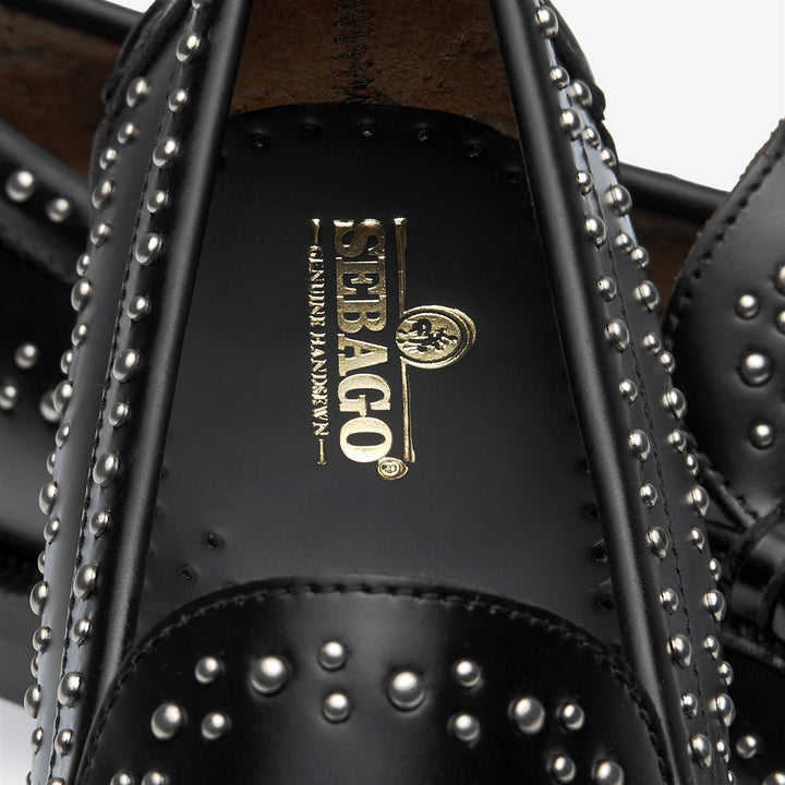 Black Women's Leather Moccasin with Stud Embellishments 5