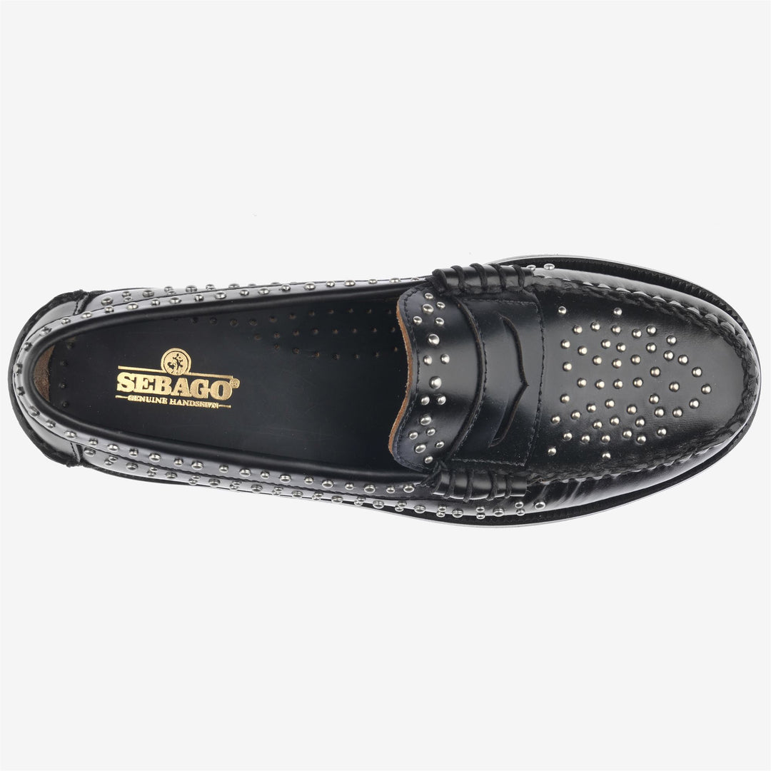 Black Women's Leather Moccasin with Stud Embellishments main