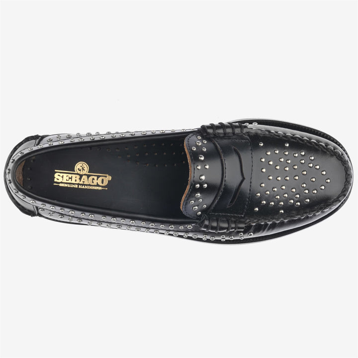 Black Women's Leather Moccasin with Stud Embellishments 4