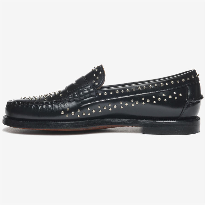 Black Women's Leather Moccasin with Stud Embellishments 3