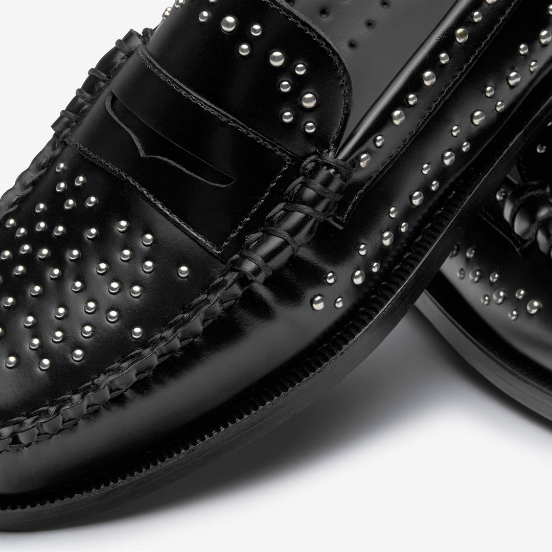 Black Women's Leather Moccasin with Stud Embellishments main