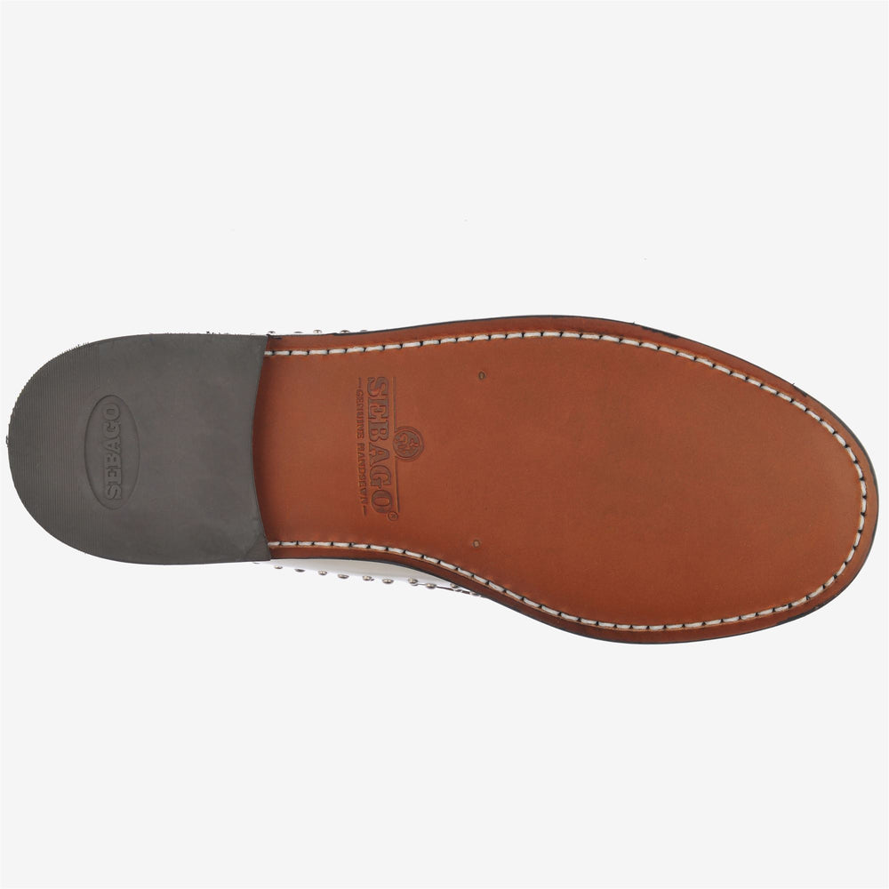 Mocassins en cuir gris et blanc pour femme, chaussures d'affaires à clous 02