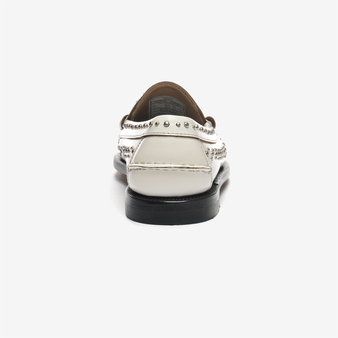 Grey White Women's Leather Moccasin Business Footwear with Studs main