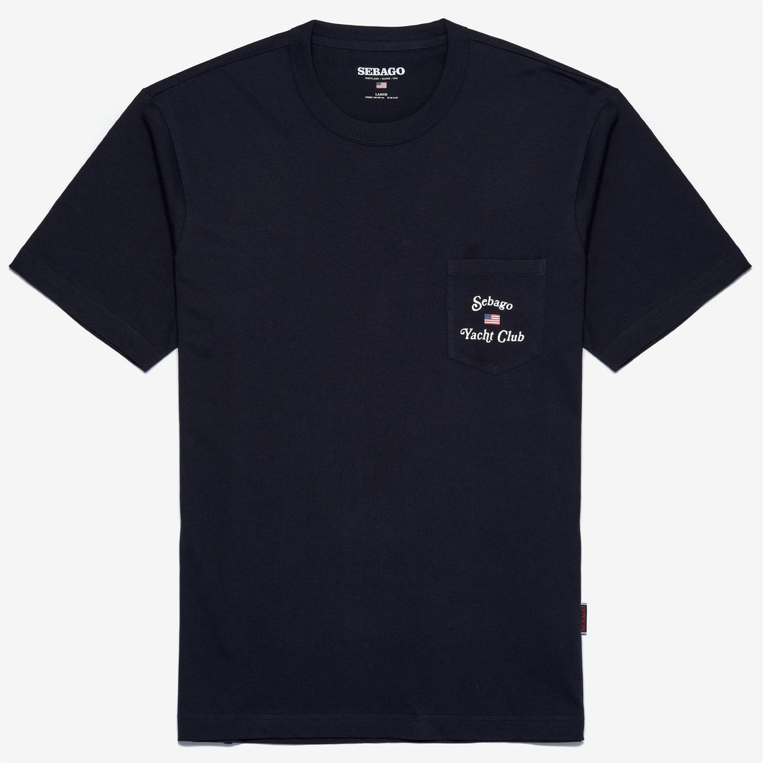 Marine Blue Men's Yachting T-Shirt with American Flag Print 01