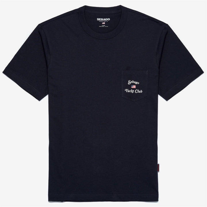 Marine Blue Men's Yachting T-Shirt with American Flag Print 1