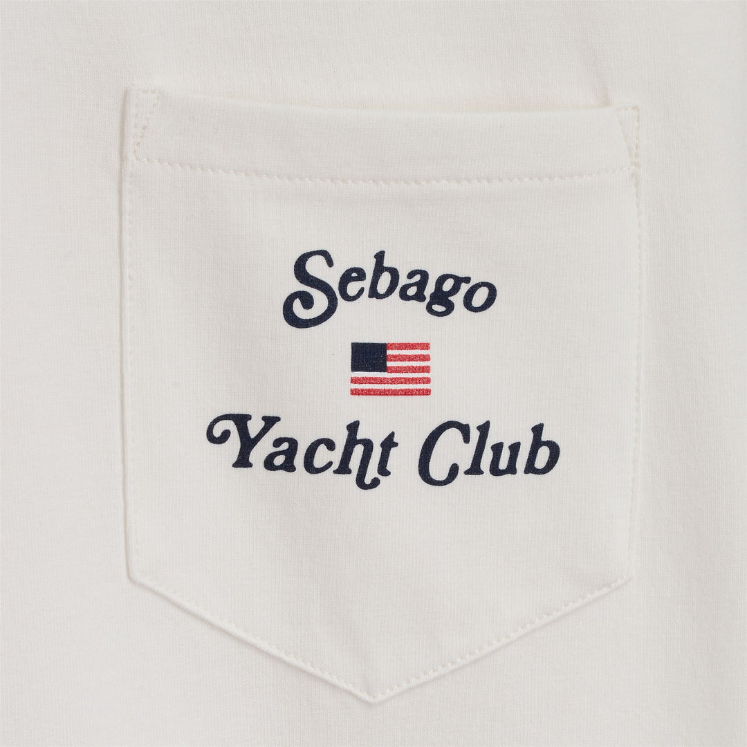 Naturweißes Herren-Yachting-Baumwoll-T-Shirt mit Taschendesign main