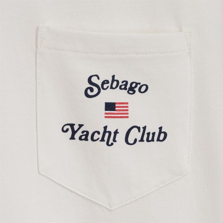 Naturweißes Herren-Yachting-Baumwoll-T-Shirt mit Taschendesign 3