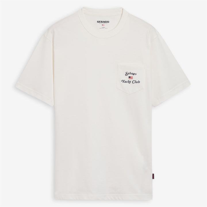 Naturweißes Herren-Yachting-Baumwoll-T-Shirt mit Taschendesign 1