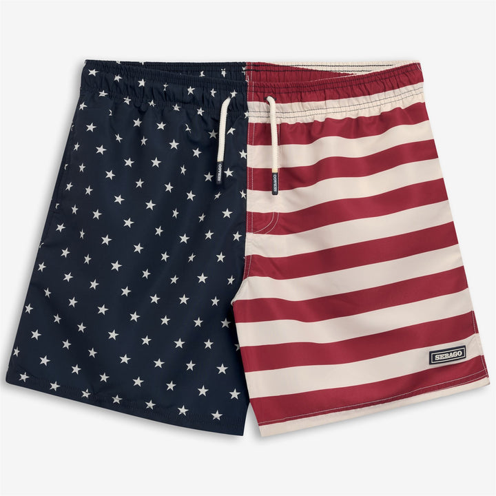 Red Blue Men's USA Flag Yachting Swimming Trunks with Quick-Dry Fabric 1