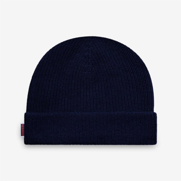 Dark blue Unisex Wool Knitted Beanie Hat with Turn-up 2