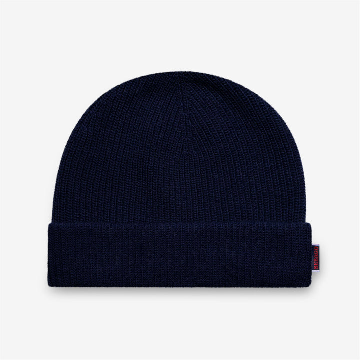 Dark blue Unisex Wool Knitted Beanie Hat with Turn-up 1