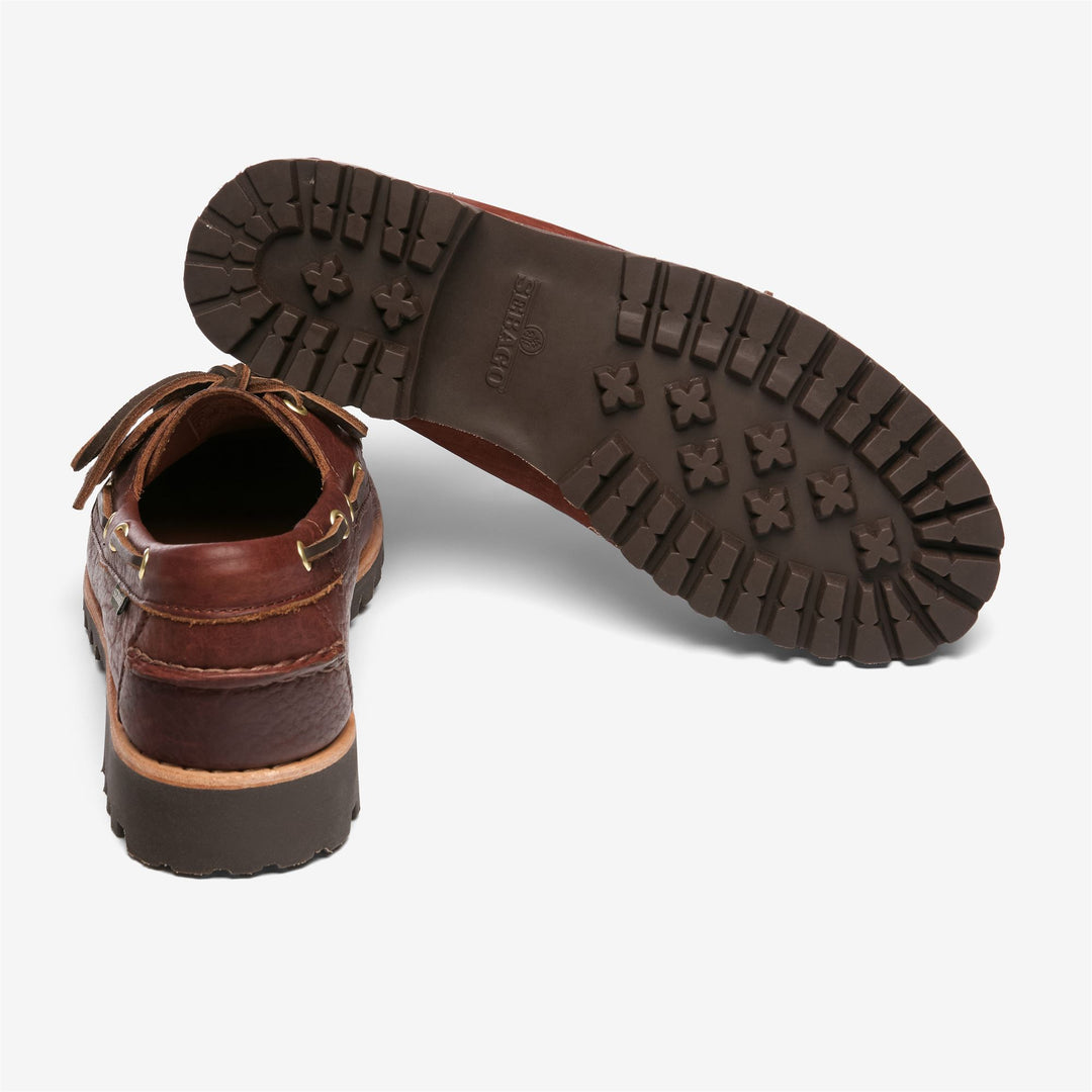 Mocassins Docksides pour homme, marron foncé, avec tige en cuir main